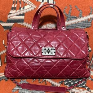 CHANEL❤️🌟 15944458 BOY SATCHEL QUILTED NATURALLY DISTRESSED GLAZED CALFSKIN ⭐️